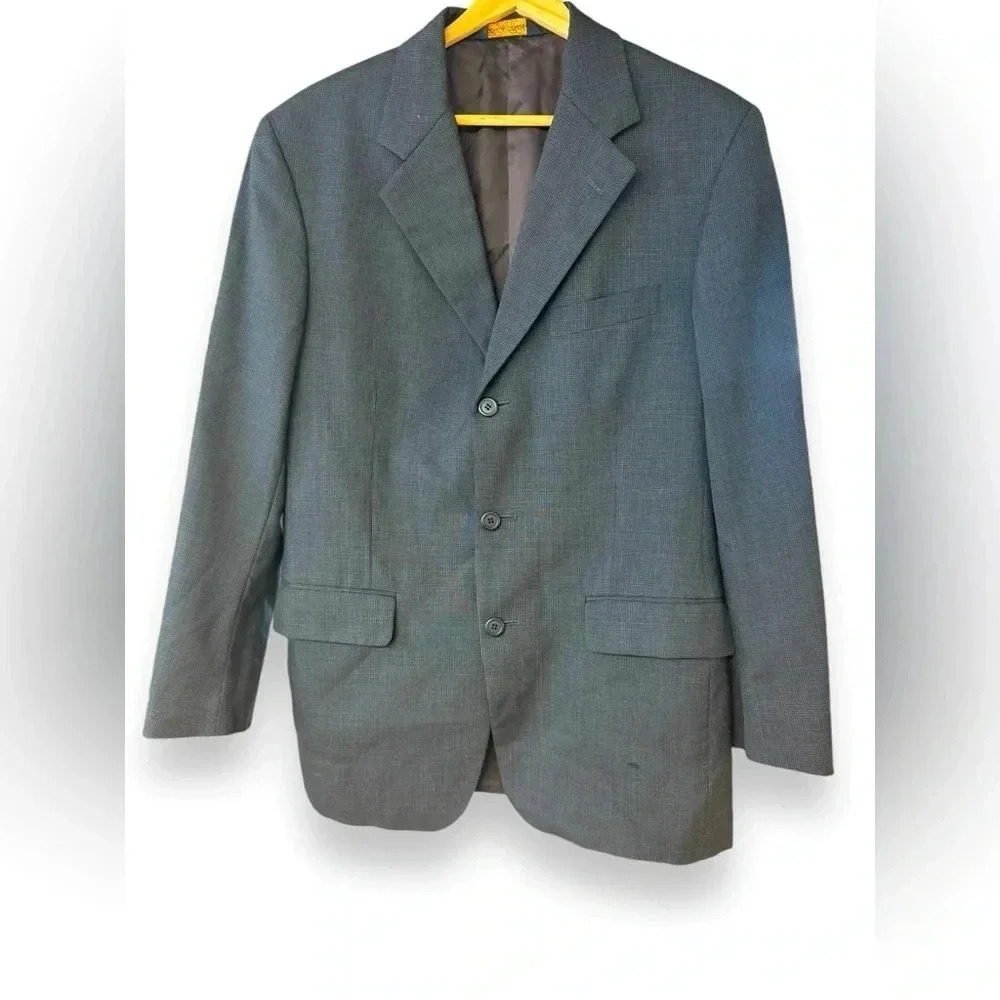 Brooks Brothers 39R Makers Brookseases Slate Gray 100% Wool Men's Suit Jacket